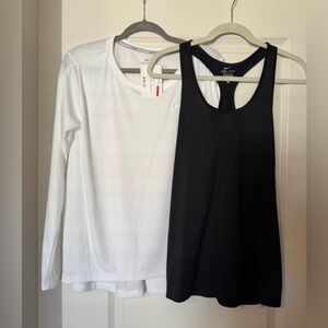 Nike Women's White Long Sleeve Top and Black Tank Top
